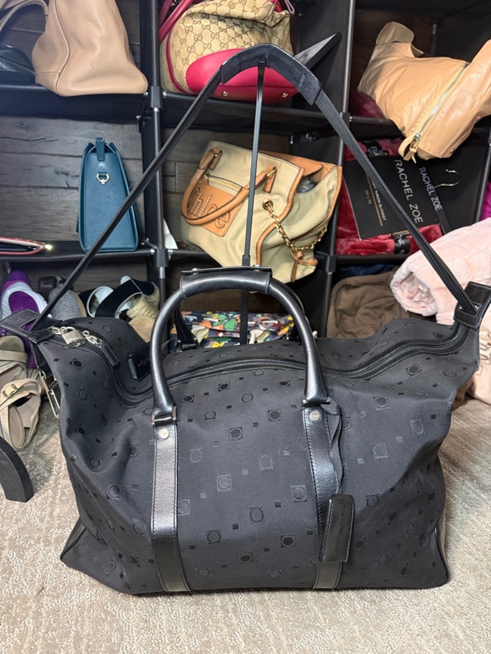Salvatore Ferragamo Black Canvas & Leather Travel Bag - Picture 3 of 16